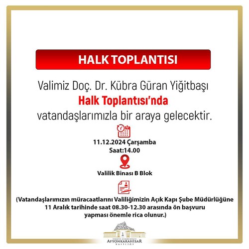 Vali Yiğitbaşı Halk Günü’nde Vatandaşları Dinleyecek 